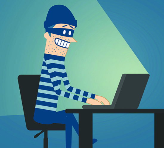 Cartoon of cyber thief for Find Insurance NI blog